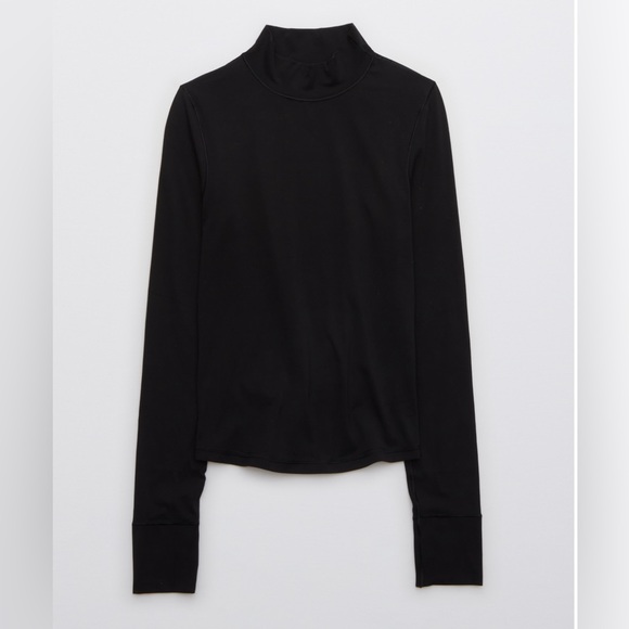 Black Aerie Mock Neck Long Sleeve, Medium - Picture 1 of 5